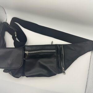 Multi-Pocket Non Leather Material Fanny Pack Belt Bag Black